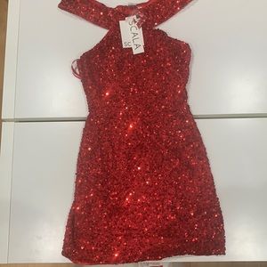 NWT red off the shoulder beaded sequin Scala dress